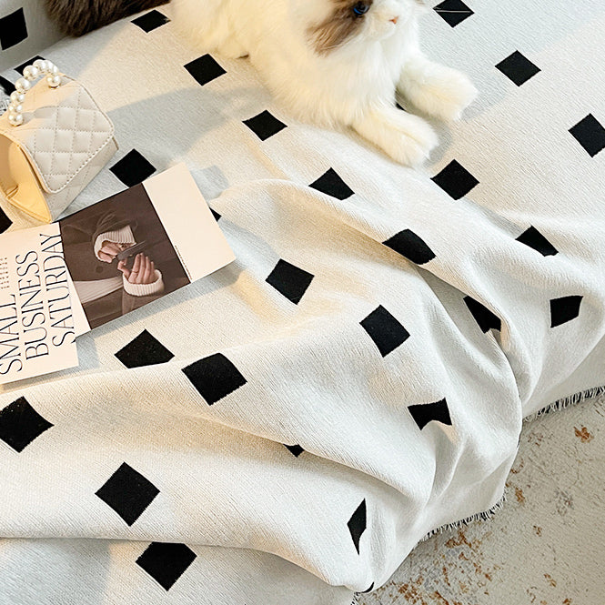 monotone square block sofa cover