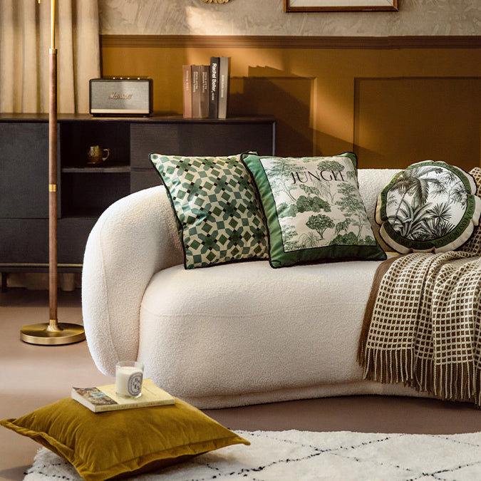 green retro forest cushion