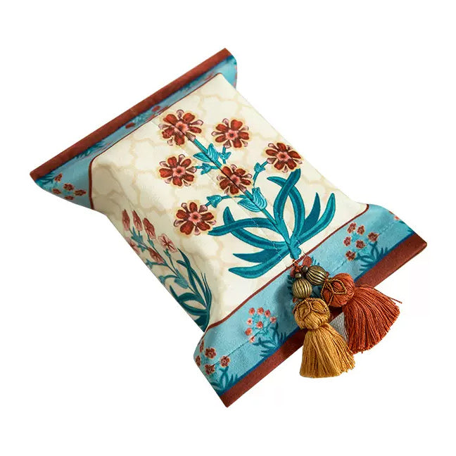 2design ethnic blue flower tissue case