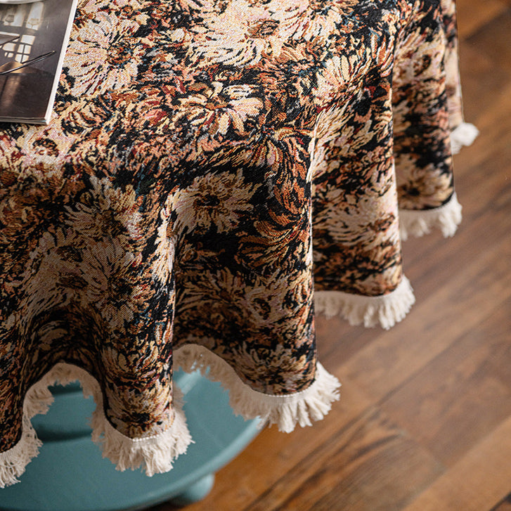 french brown flower table cloth