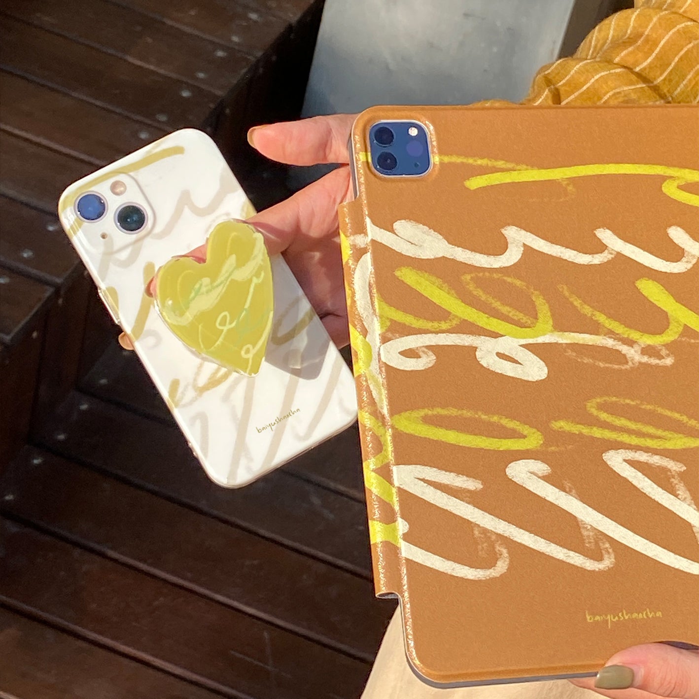 mustard green heart iPhonecase