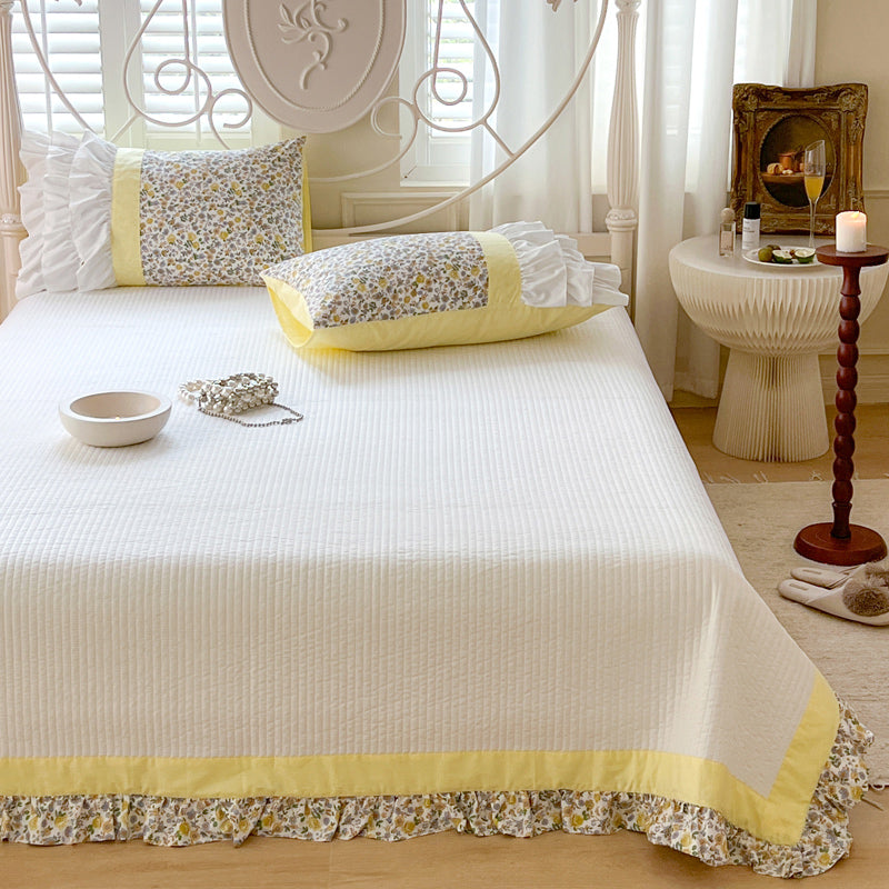 4design flower frill quilt & pillow sheets set