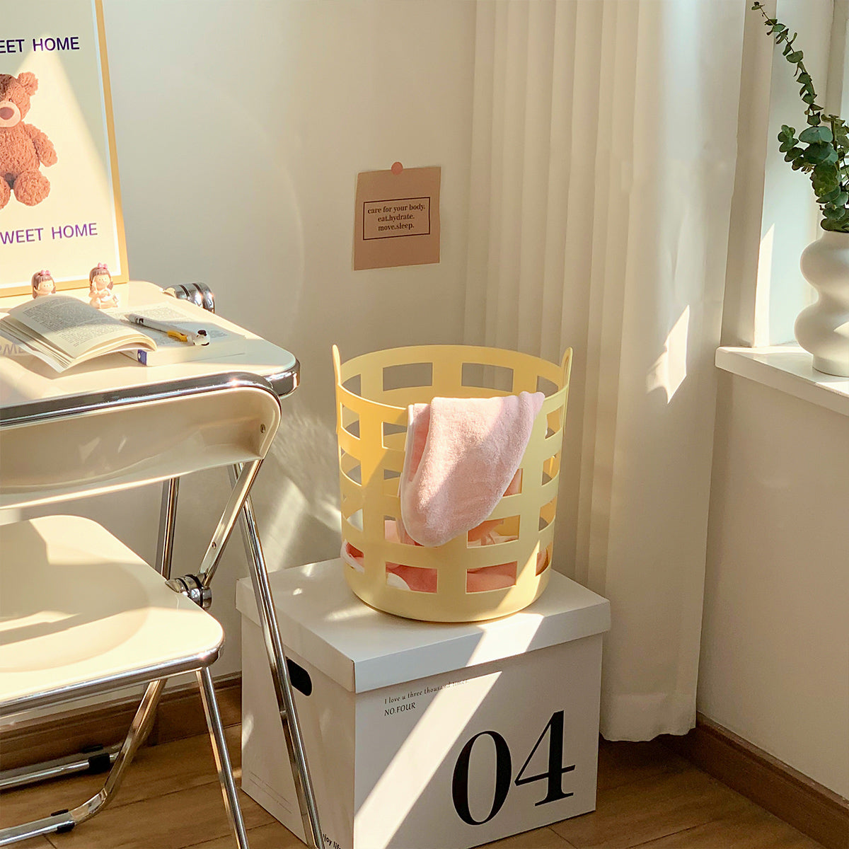 3size simple yellow basket