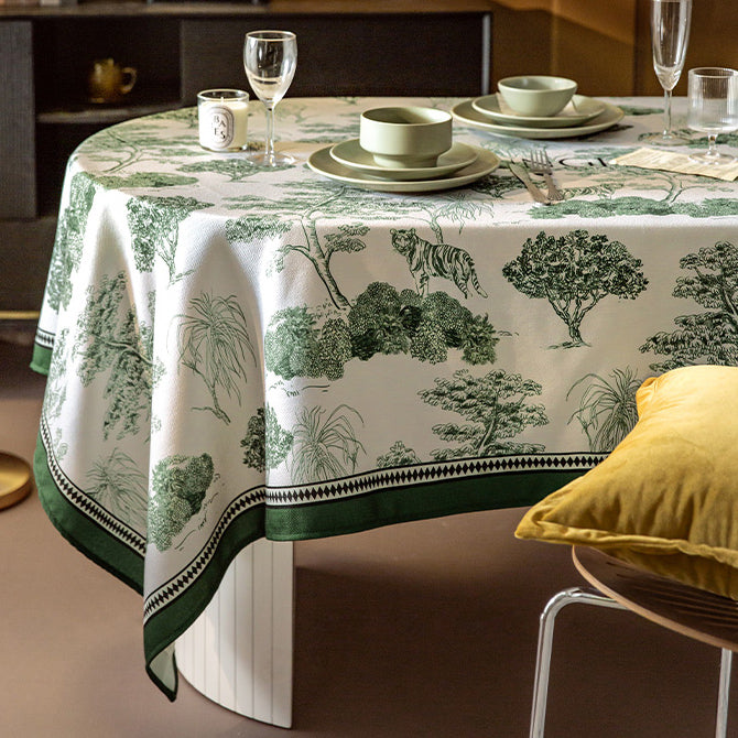 green jungle logo table cloth
