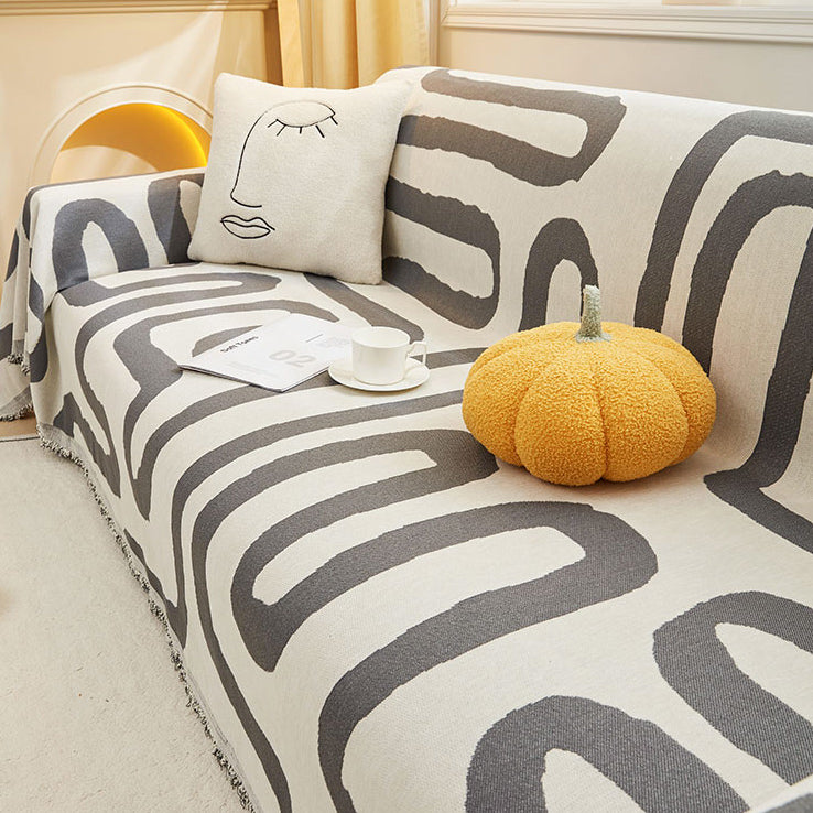 3color reversible ethnic line sofa cover