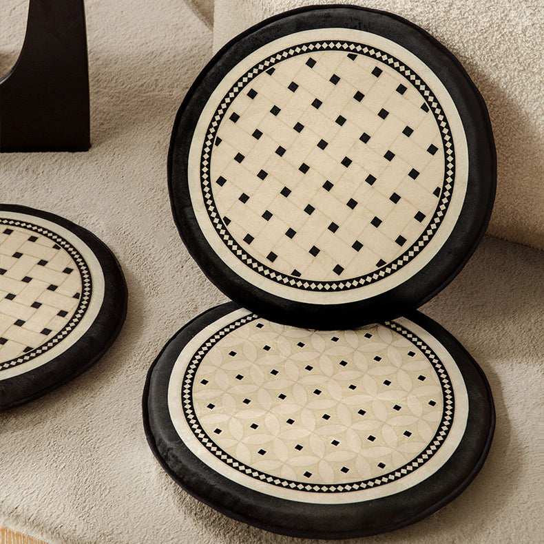 2color brown retro tile cushion