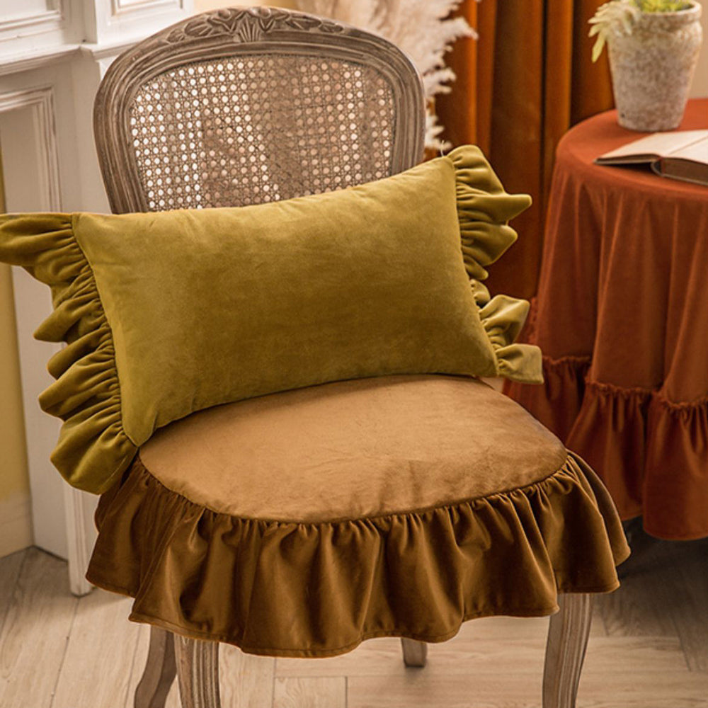 6color velvet frill chair cushion