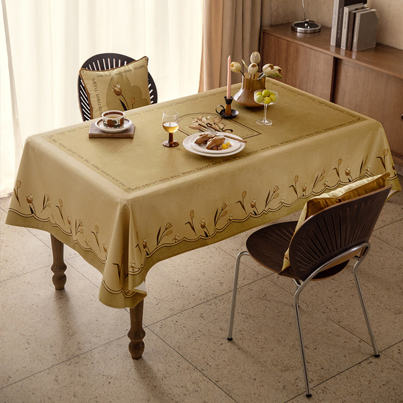 art mustard tulip table cloth