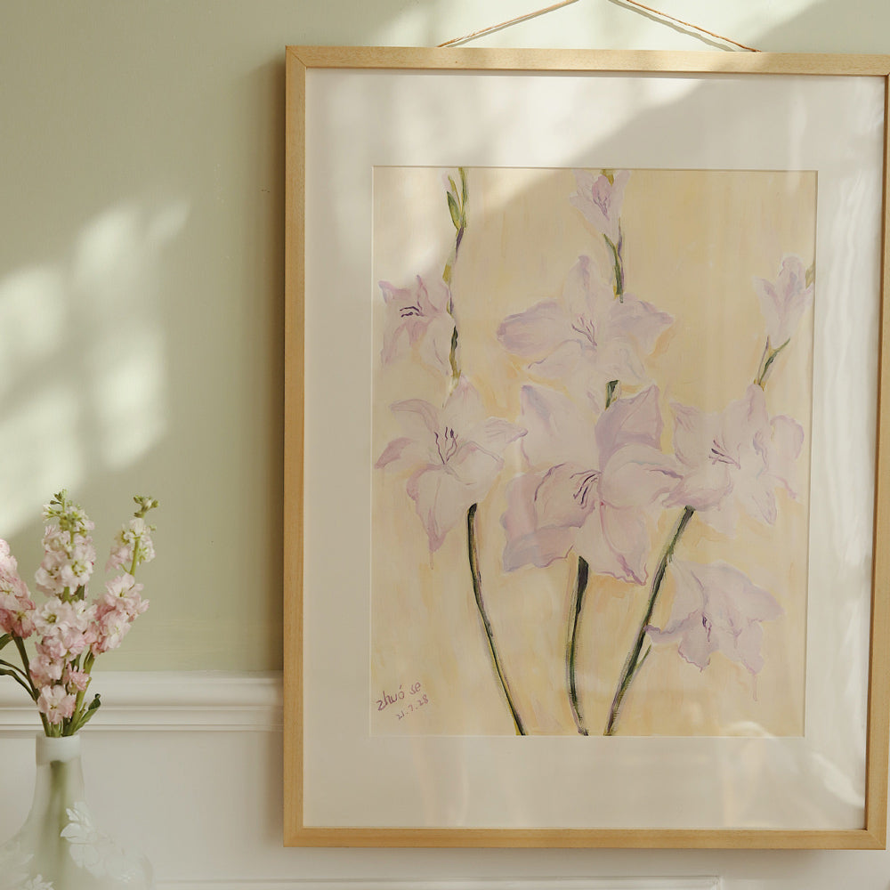 purple gladiolus poster & frame SET