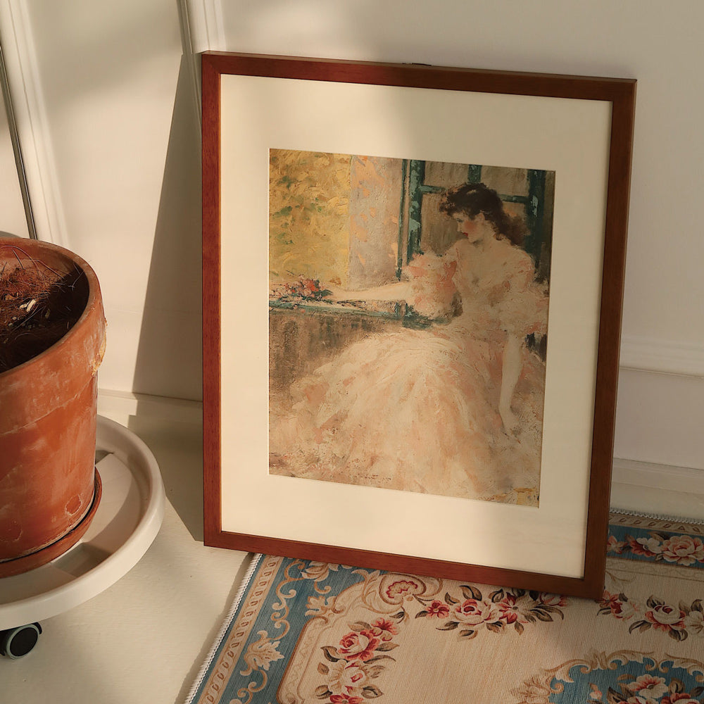 retro girl poster & frame SET