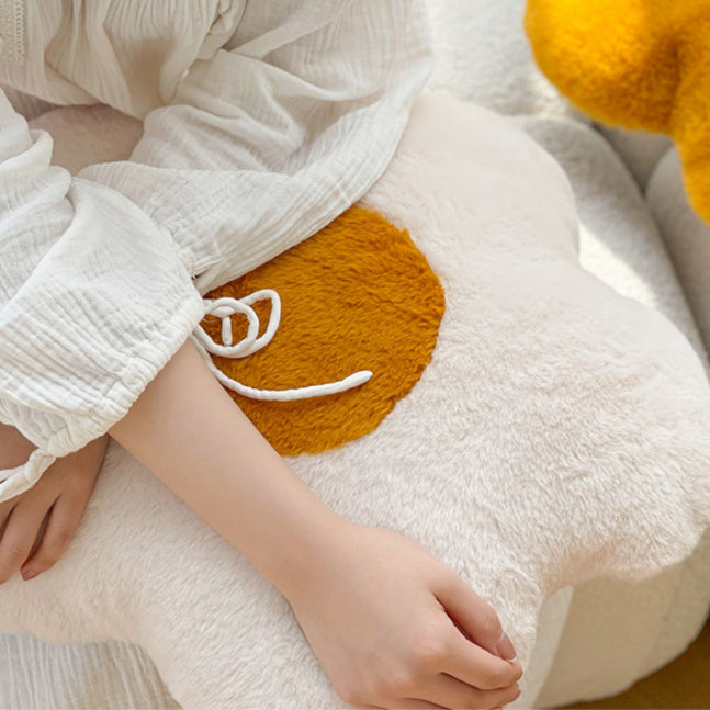 2color fur flower cushion