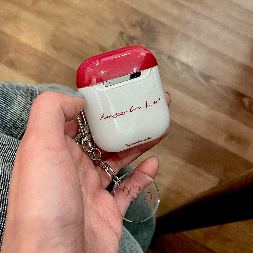 red french flower Airpods case