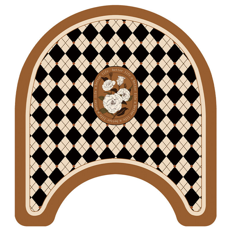 brown diamond checker toilet mat