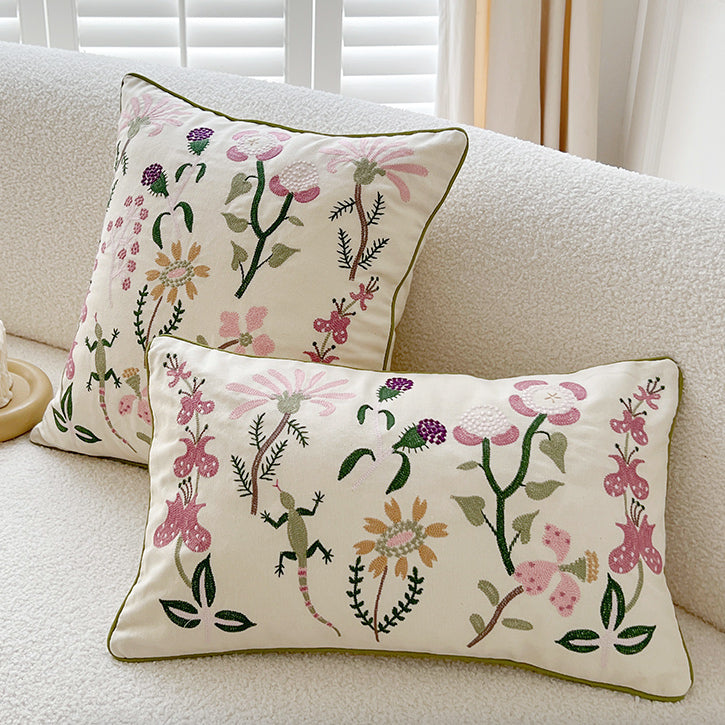 retro botanical flower cushion
