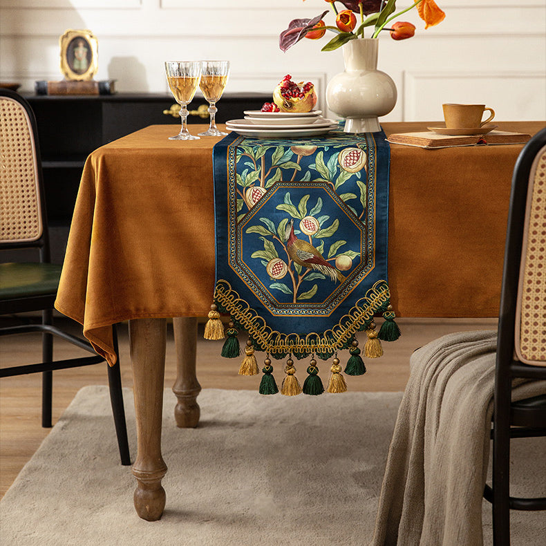 american retro pomegranate table runner