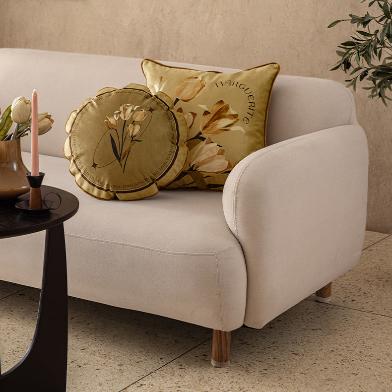 art mustard tulip cushion