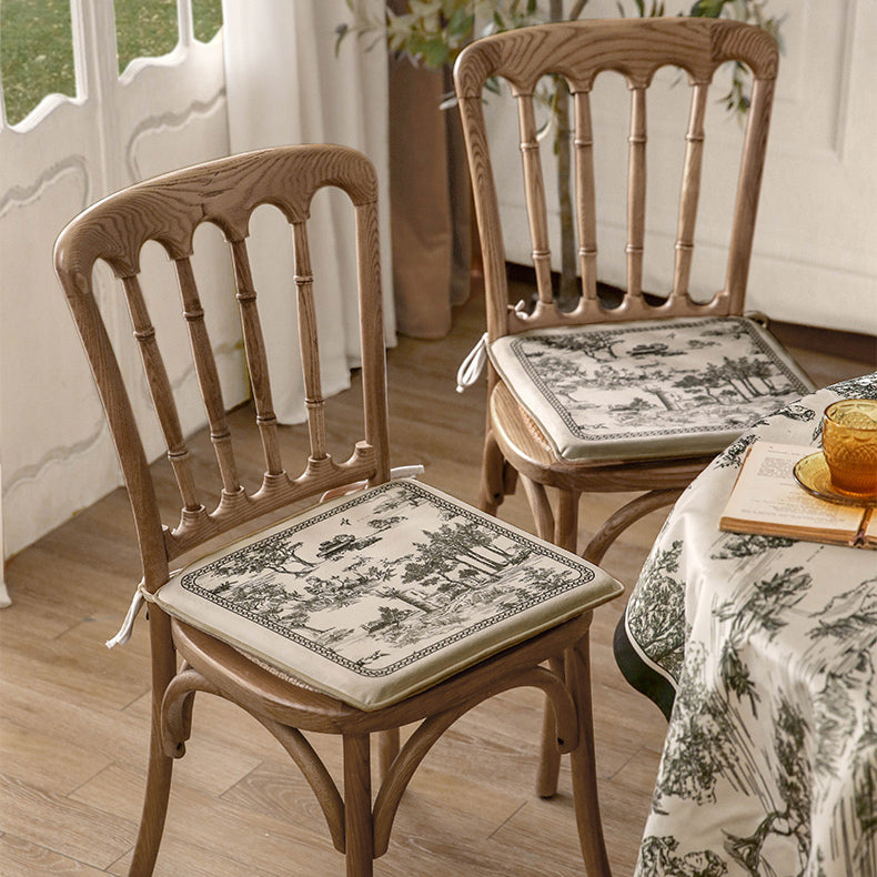 black toile de Jouy square cushion