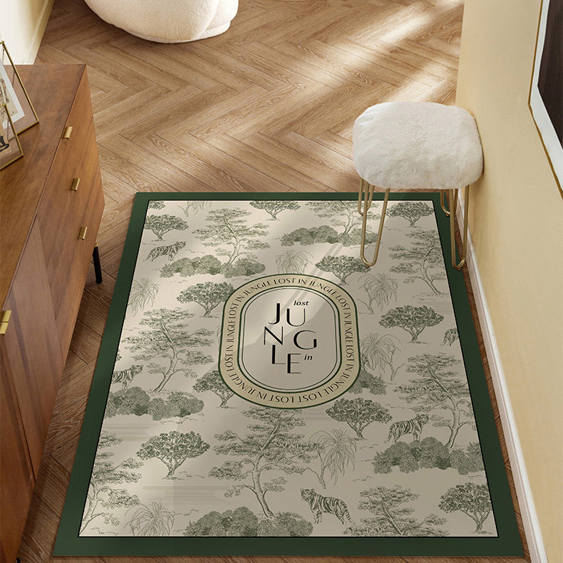 green retro forest door mat
