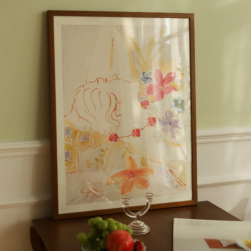 rose necklace girl poster & frame SET