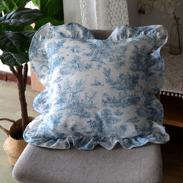 toile de Jouy blue cushion cover