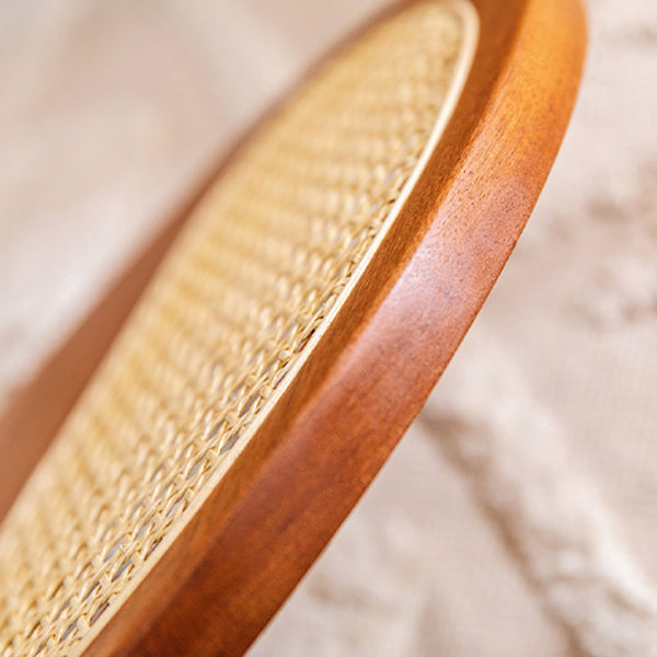 3color round rattan wood tray