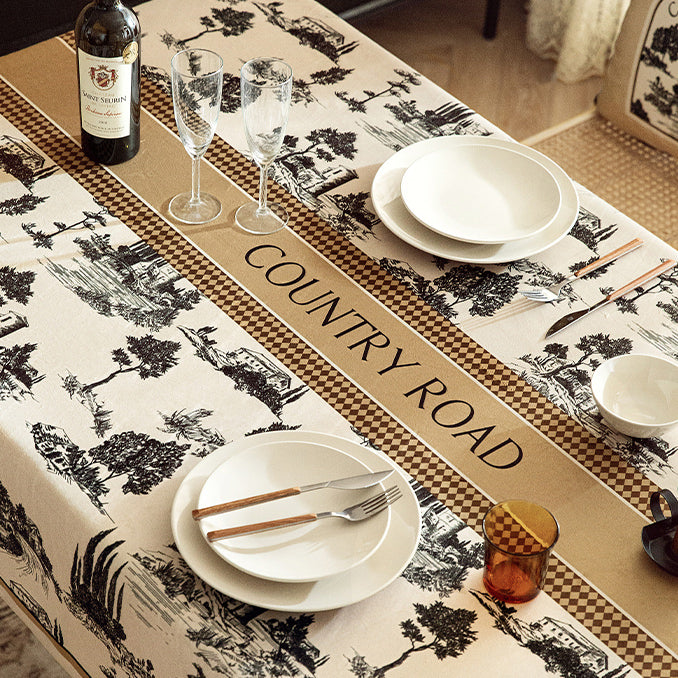 country road logo table cloth