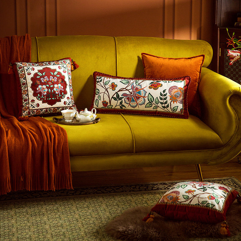 6design dark red vintage flower cushion