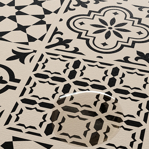black flower tile toilet mat