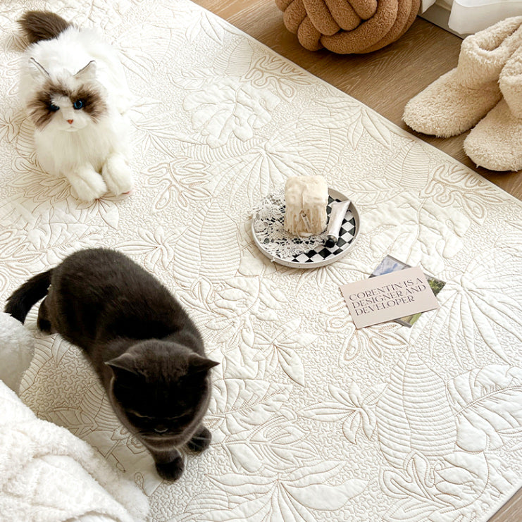 3color botanical stitch floor mat