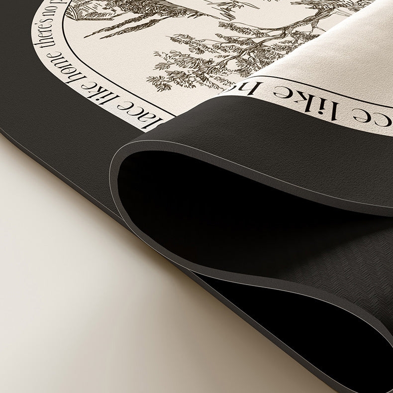 black toile de Jouy bath mat