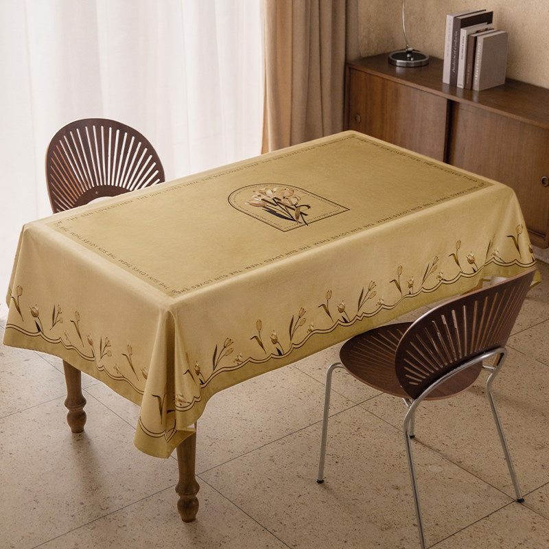 art mustard tulip table cloth