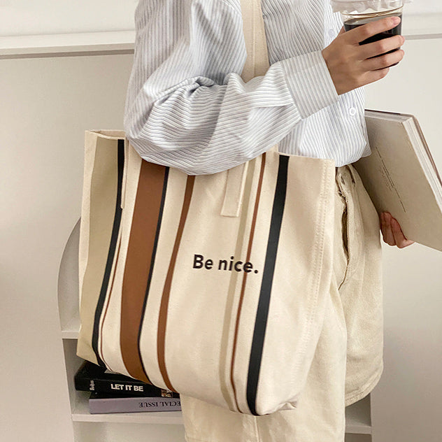 2color be nice logo tote bag
