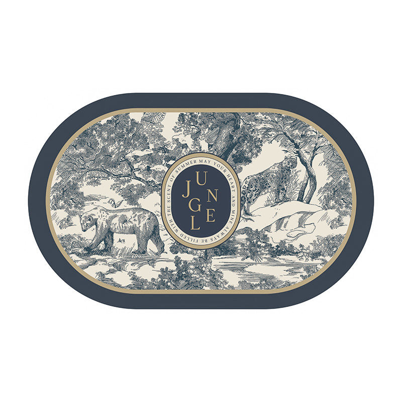 blue retro forest bath mat