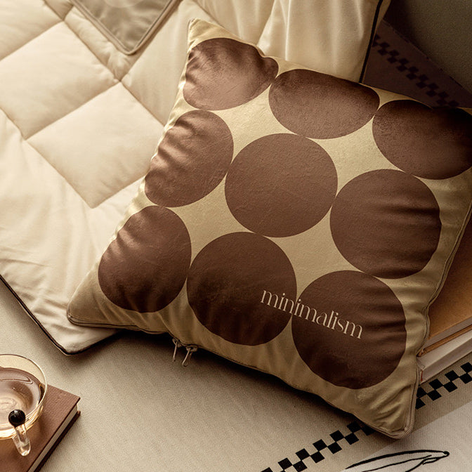 brown circle minimalism 2way quilt cushion