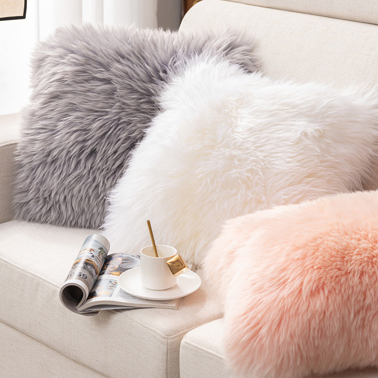4color long fur cushion