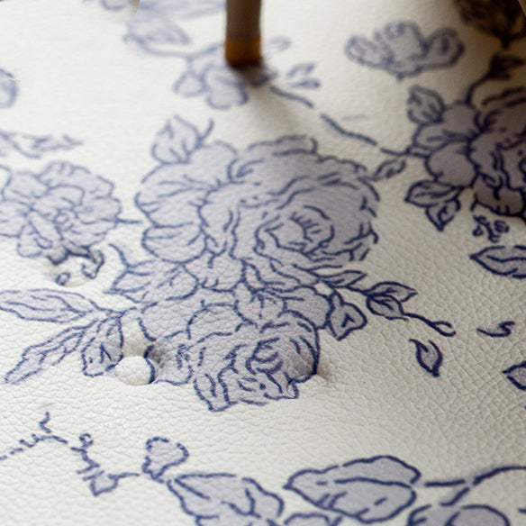 2color french flower velvety round carpet