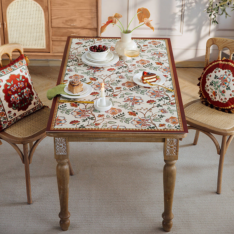 dark red vintage flower square table mat