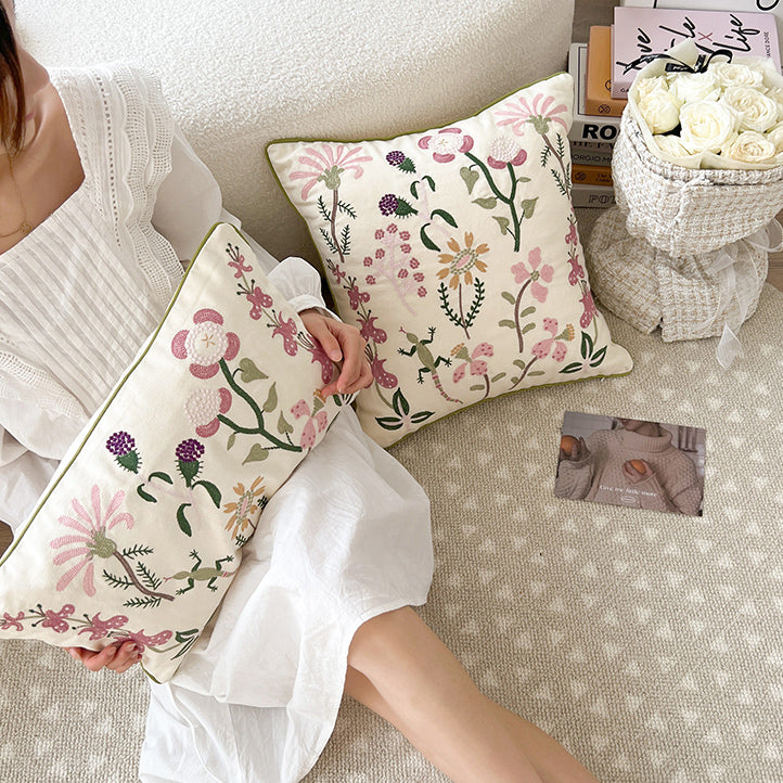 retro botanical flower cushion