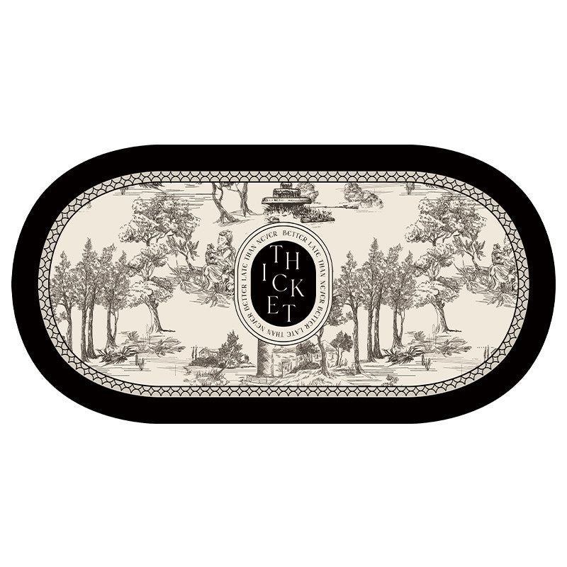black toile de Jouy toilet mat