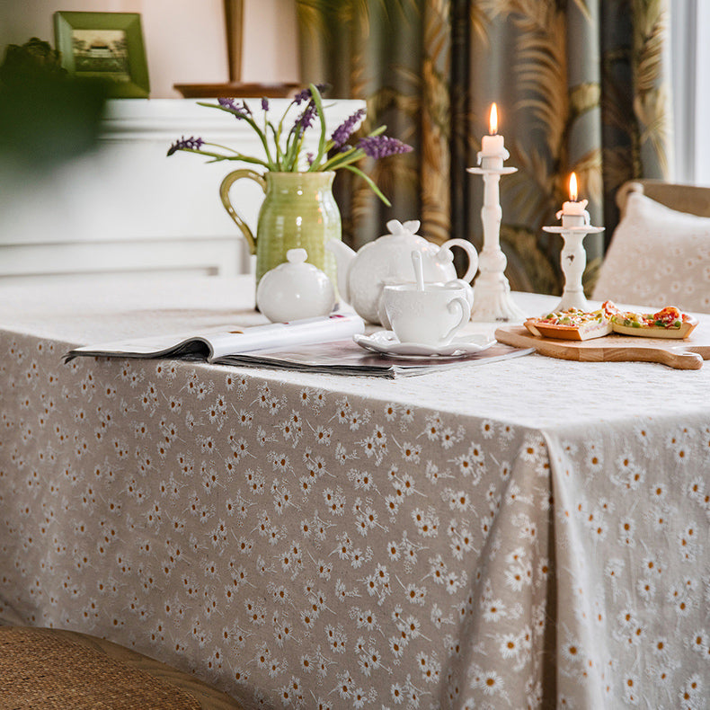 daisy embroidery table cover