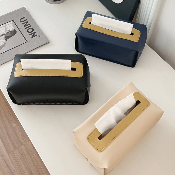 6color leather box tissue case