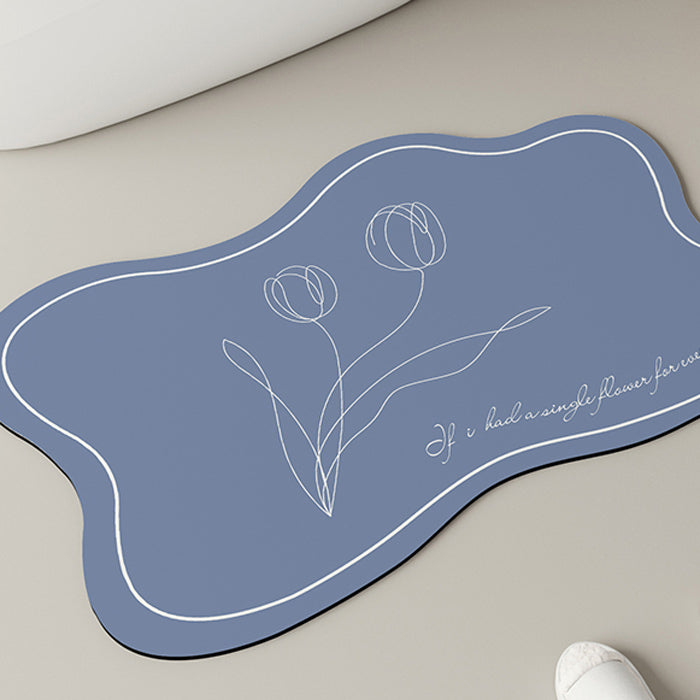 6color drawing tulip bath mat