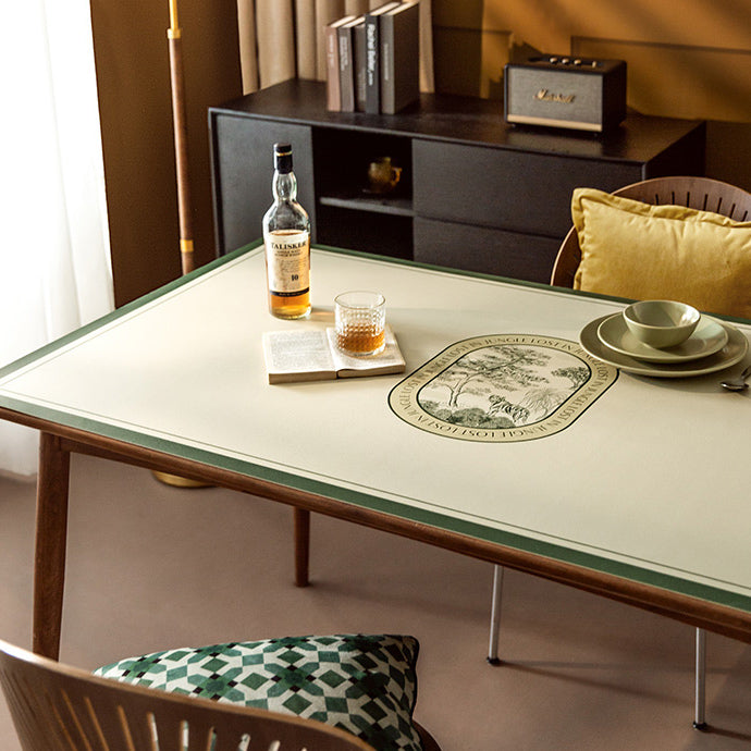2color green retro forest square table mat