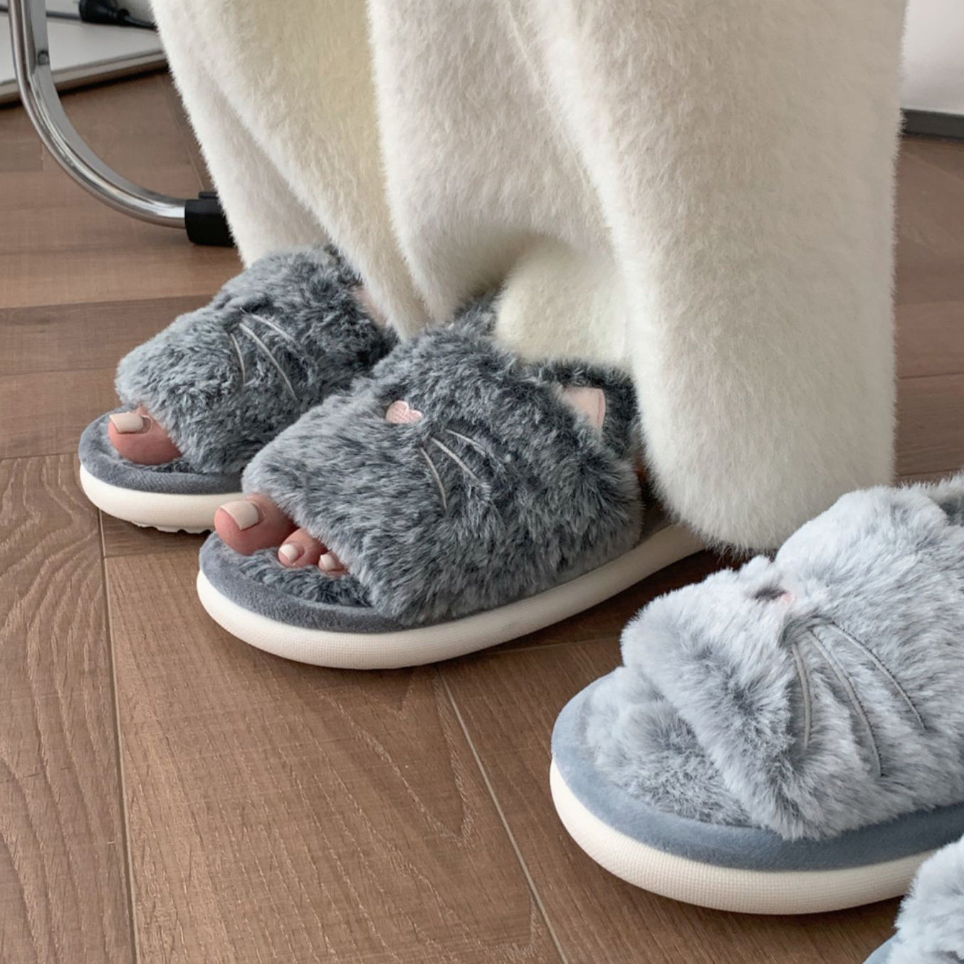 3color fur cat roomshoes