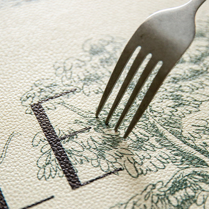 2color green retro forest round table mat