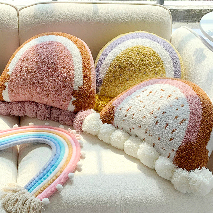 3color semicircle ponpon cushion