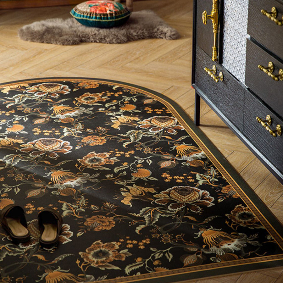 6design dark flower door mat