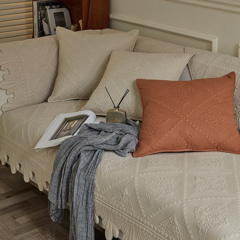 3color diamond flower stitch sofa cover