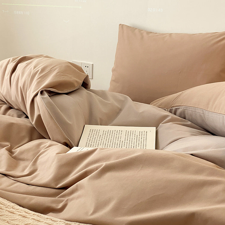 8color two tone creamy cotton bedlinen set
