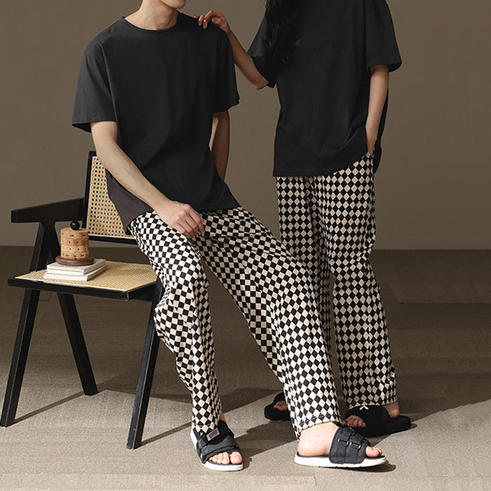 diamond check bottoms pair roomwear